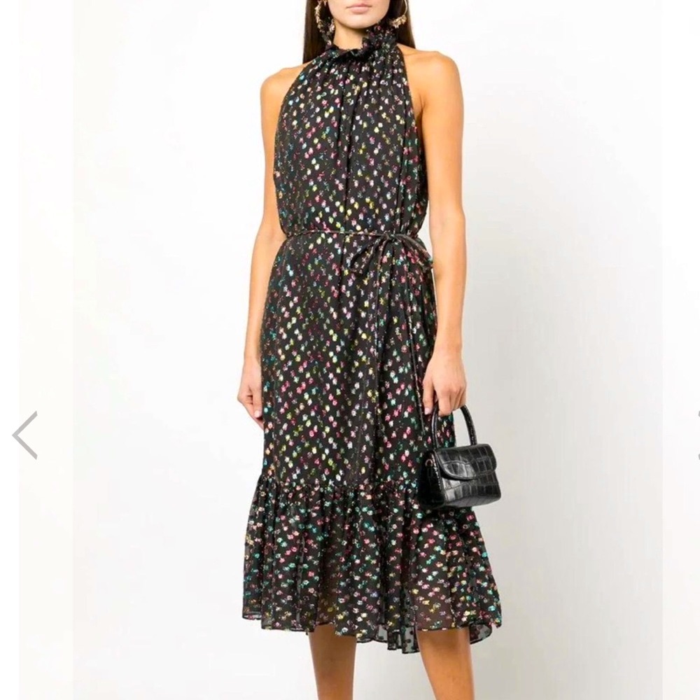 NWT MISA Los Angeles Winona rainbow dot print halter neck dress - Picture 3 of 11